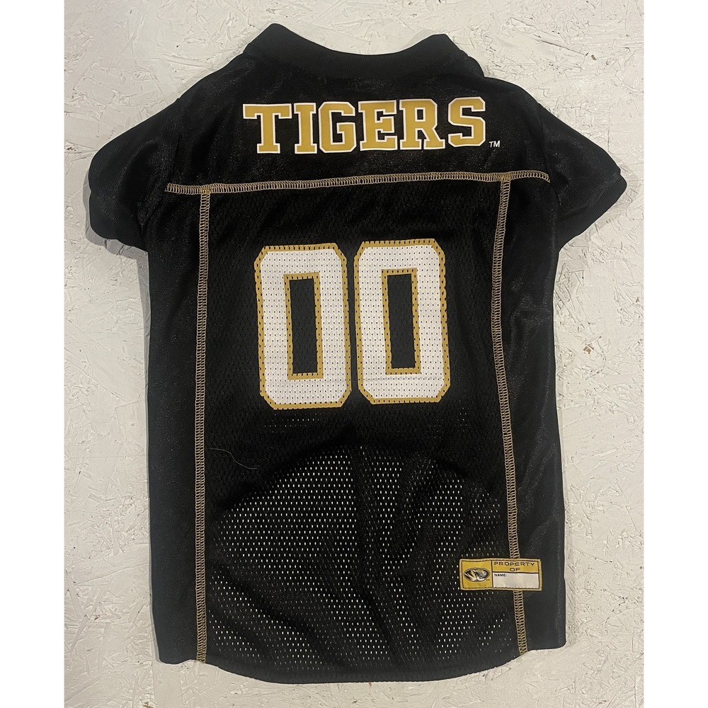 Collegiate Mizzou Missouri Tigers Pet Jersey Size Large‎ Black Gold Football